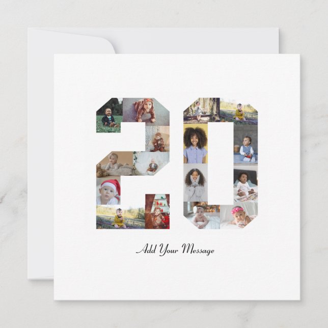 Number 20 Photo Collage Holiday Card (Front)