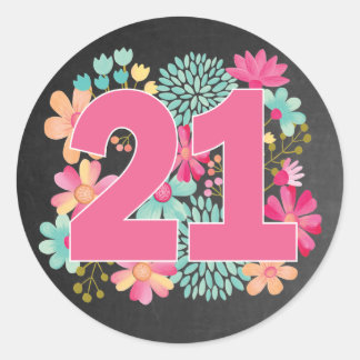 Number 21 21st Birthday Anniversary Party Classic Round Sticker
