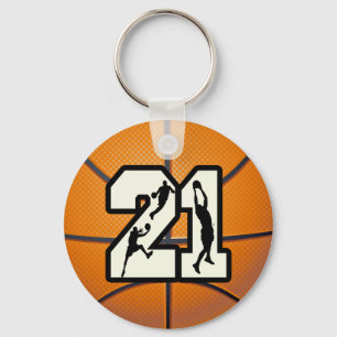 Number 21 Basketball Keychain