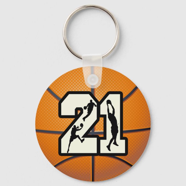 Number 21 Basketball Keychain (Front)