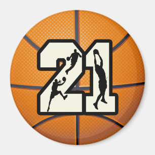 Number 21 Basketball Magnet