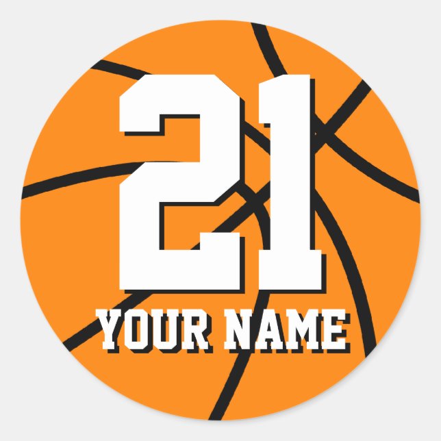 Number 21 basketball sticker | Personalizable name (Front)