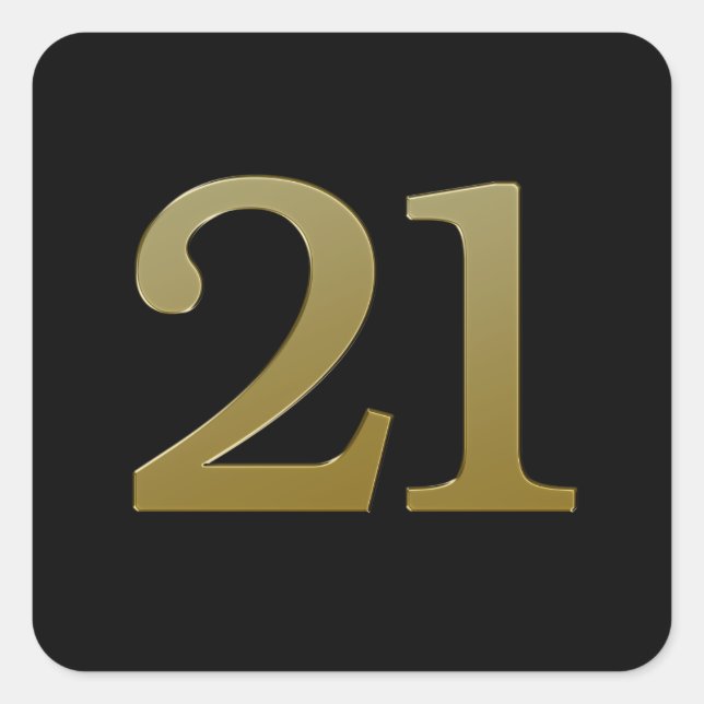Number 21 Gold Square Sticker (Front)