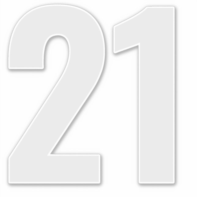 Number 21 Silver Grey and White Sticker (Front)