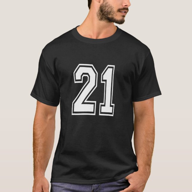 Number 21 T Shirt Birthday Varsity Sports Team Jer (Front)
