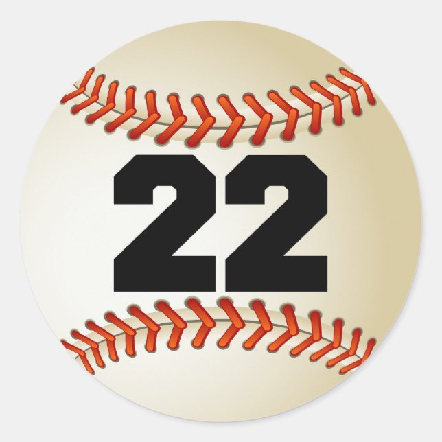 Number 22 Baseball Classic Round Sticker (Front)