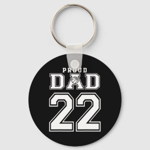 Number 22 Custom Proud Bysketbyll Dad Personalized Keychain