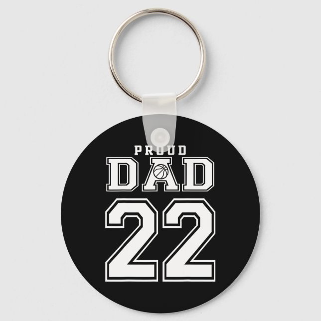 Number 22 Custom Proud Bysketbyll Dad Personalized Keychain (Front)
