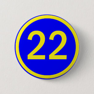 number 22 in a circle 2 inch round button