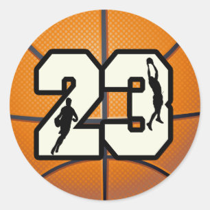 Number 23 Basketball Classic Round Sticker