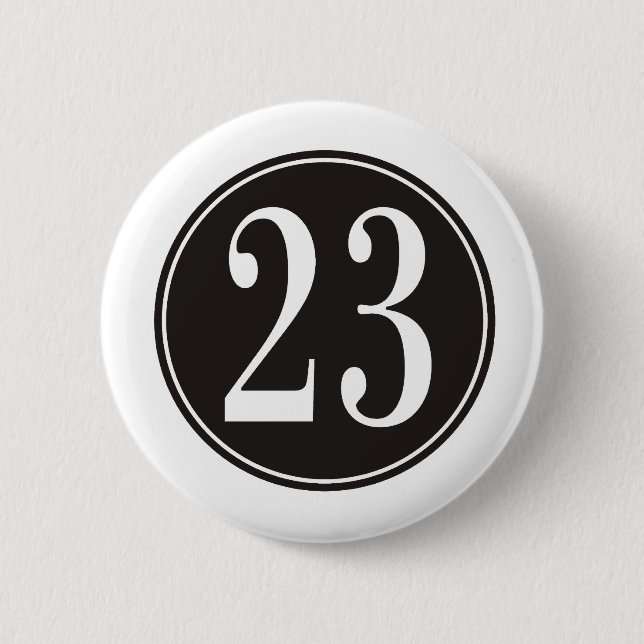 Number 23 - Black Circle (front) 2 Inch Round Button (Front)
