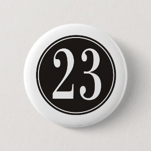 Number 23 - Black Circle (front) 2 Inch Round Button