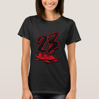 Number 23 Dripping Sneaker Match 4 Red Thunder T-Shirt