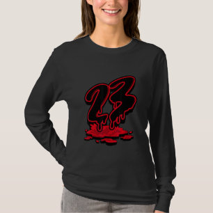 Number 23 Dripping Sneaker Match 4 Red Thunder T-Shirt
