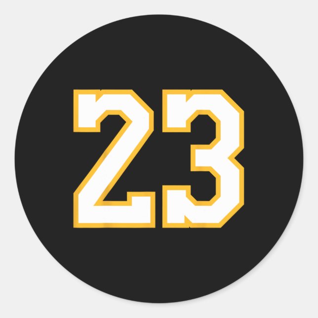 Number 23 Front And Byck Bysketbyll Jersey Purple  Classic Round Sticker (Front)