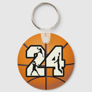 Number 24 Basketball Keychain