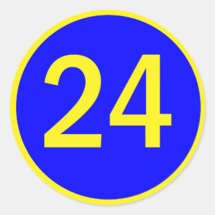 number 24 in a circle classic round sticker