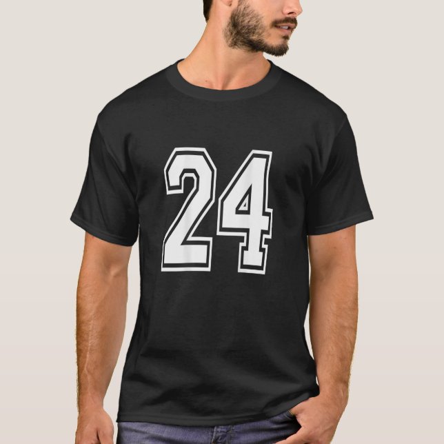 Number 24 Sports Player Number BACK of T-Shirt (Front)