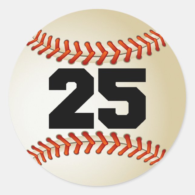 Number 25 Baseball Classic Round Sticker (Front)