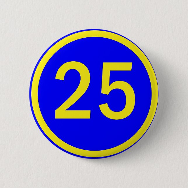 number 25 in a circle 2 inch round button (Front)