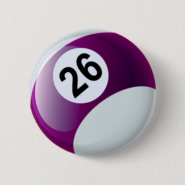 Number 26 Billiards Ball 2 Inch Round Button (Front)