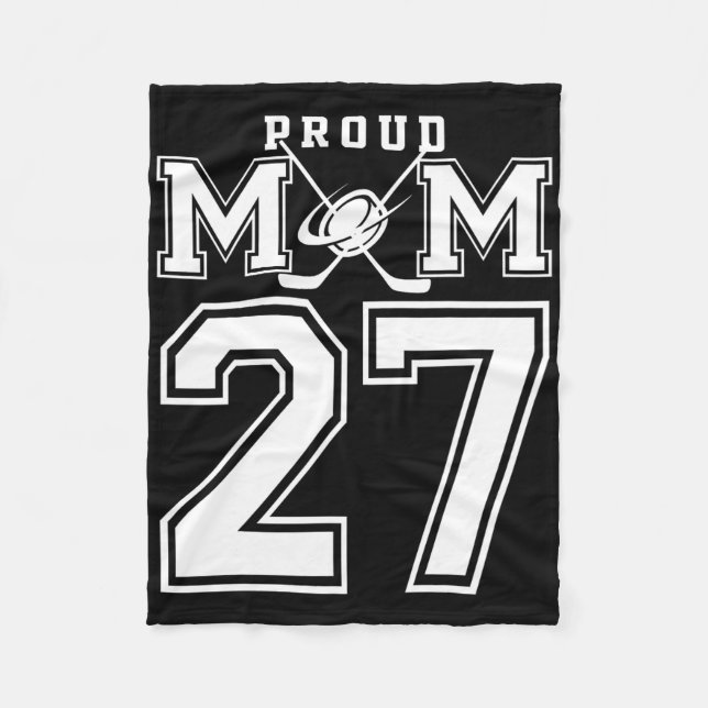 Number 27 Custom Proud Hockey Mom Personalized For Fleece Blanket (Front)