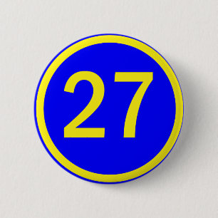 number 27 in a circle 2 inch round button