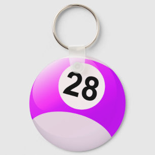 Number 28 Billiards Ball Keychain