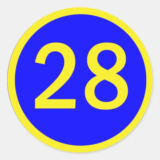 number-28-in-a-circle-classic-round-sticker-zazzle-ca