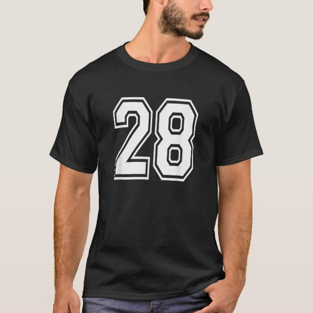 Number 28 Numbered Uniform Sports Jersey Team 28th T-Shirt (Front)