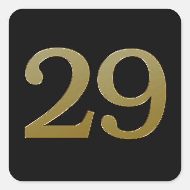 Number 29 Gold Square Sticker (Front)