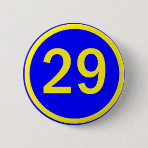 number 29 in a circle 2 inch round button