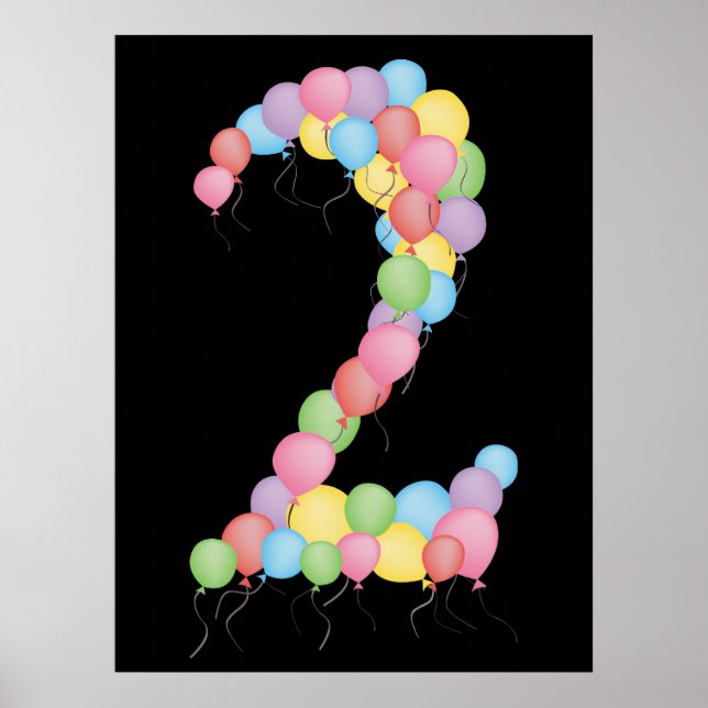 Number 2 balloons Birthday Party Decoration Banner (Front)