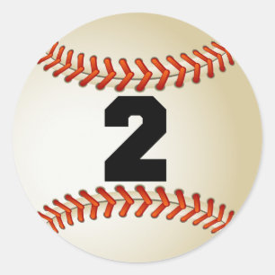 Number 2 Baseball Classic Round Sticker