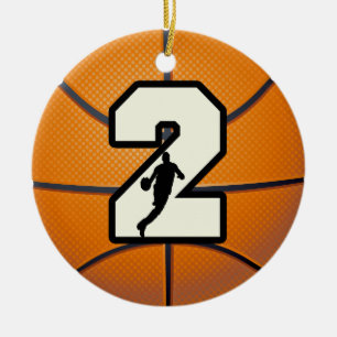 Number 2 Basketball Ceramic Ornament
