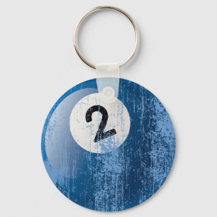 NUMBER 2 BILLIARDS BALL - ERODED AND AGED STYLE KEYCHAIN