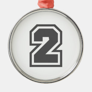Number 2 metal ornament