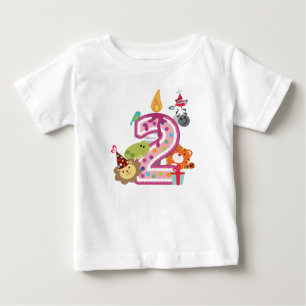 number 2 second birthday t-shirt for kids in pink