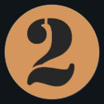 Number 2 Two Peru Gold Stencil Numbers by Janz Classic Round Sticker<br><div class="desc">Artistic Numbers by Janz © 2008-2020 Jan Fitzgerald. All rights reserved. Graphic Design,  Artwork,  and Photography by Jan and Michael Fitzgerald.</div>