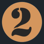 Number 2 Two Peru Gold Stencil Numbers by Janz Classic Round Sticker<br><div class="desc">Artistic Numbers by Janz © 2008-2020 Jan Fitzgerald. All rights reserved. Graphic Design,  Artwork,  and Photography by Jan and Michael Fitzgerald.</div>