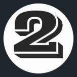 Number 2 Two Vineta Numbers by Janz White Classic Round Sticker<br><div class="desc">Artistic Numbers by Janz © 2008-2020 Jan Fitzgerald. All rights reserved. Graphic Design,  Artwork,  and Photography by Jan and Michael Fitzgerald.</div>