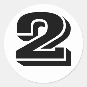 Number 2 Two Vineta Numbers by Janz White Classic Round Sticker