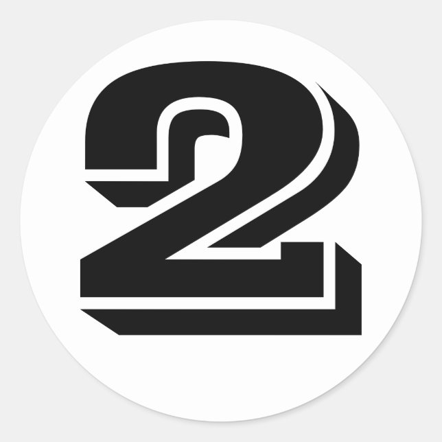 Number 2 Two Vineta Numbers by Janz White Classic Round Sticker (Front)