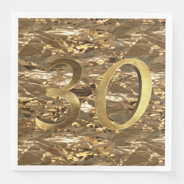 Number 30 30th Birthday Wedding Anniversary Gold Napkin (Front)