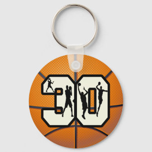 Number 30 Basketball Keychain