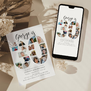 Number 30 Photo Co lage 30th Birthday Party Invitation