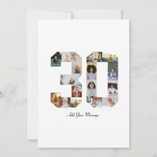 Number 30 Photo Collage Card
