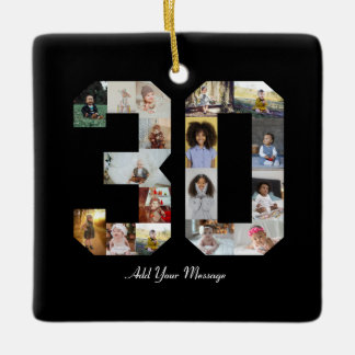 Number 30 Photo Collage Ceramic Ornament