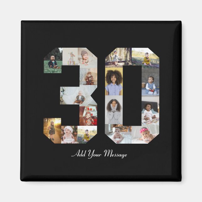 Number 30 Photo Collage Magnet (Front)