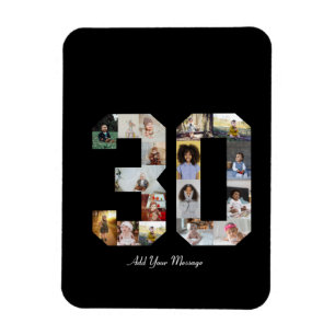 Number 30 Photo Collage Magnet